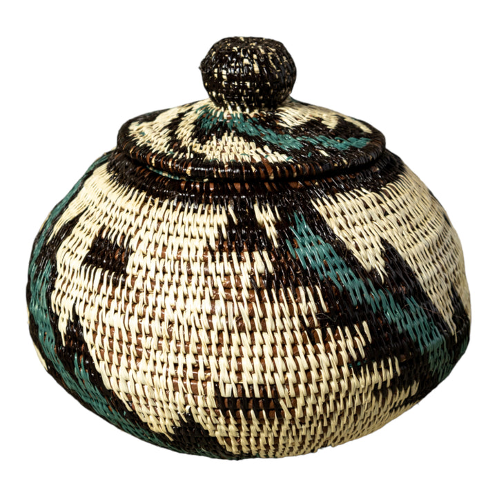 Palm Fronds Woven Basket With Top