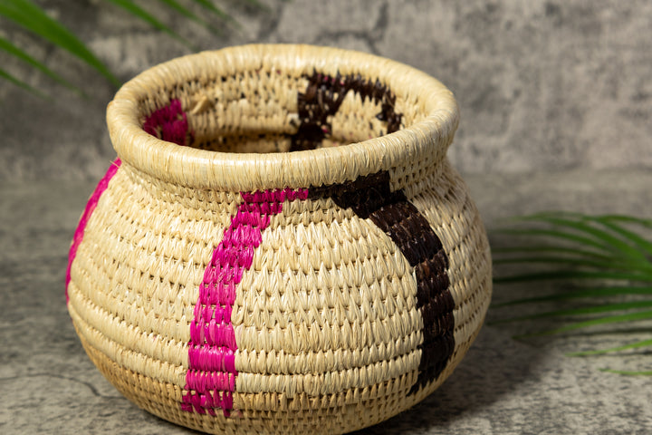 Pink and Black Rainforest Vintage Basket