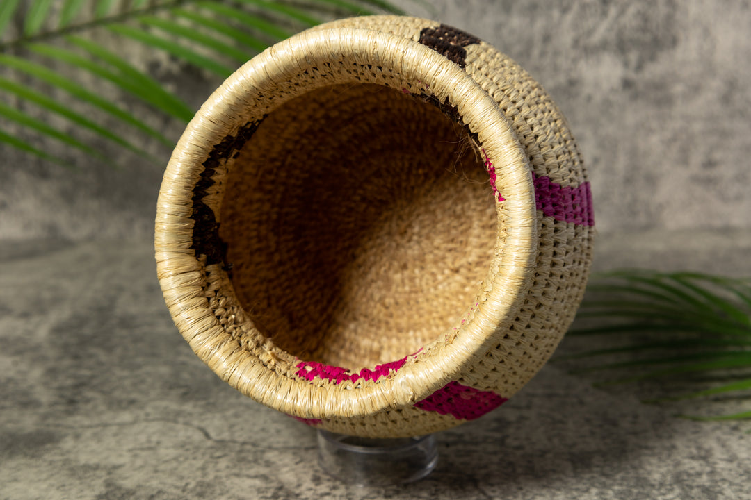 Pink and Black Rainforest Vintage Basket
