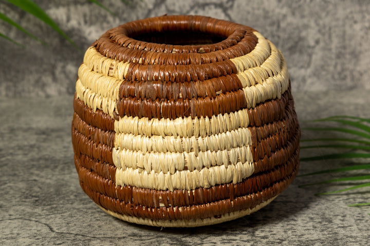 Brown and White Rainforest Vintage Basket