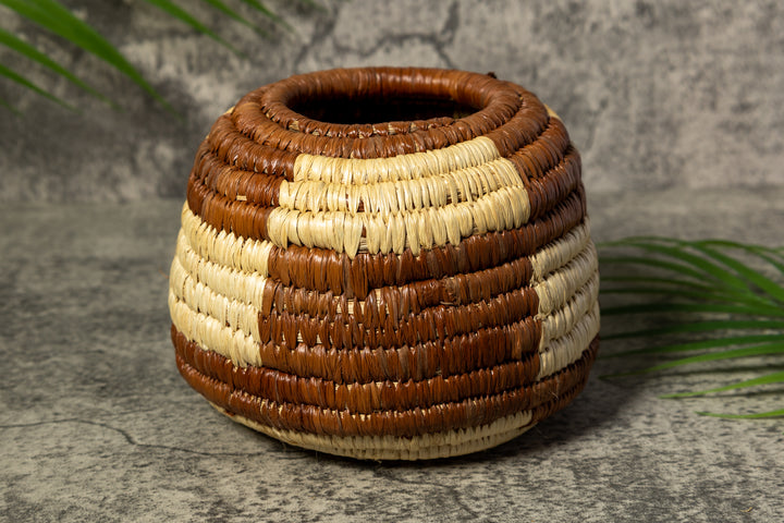 Brown and White Rainforest Vintage Basket