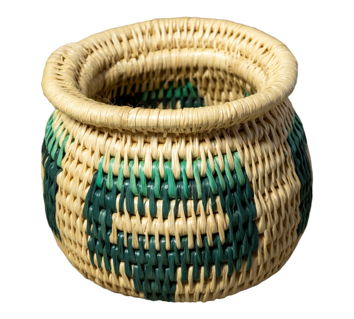 Turquoise and White Rainforest Vintage Basket