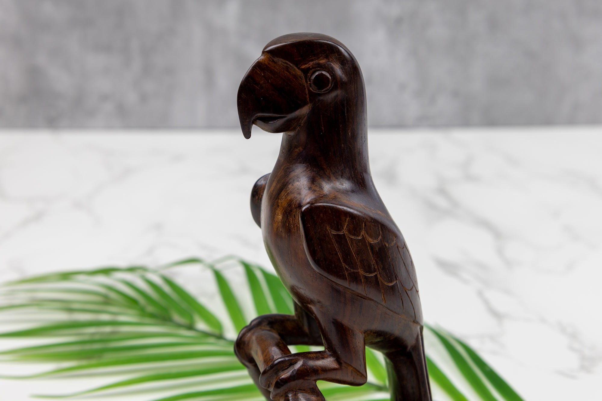 Parrot Bird Figurine, Wood Carving