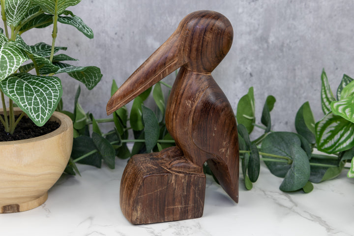 Vintage Pelican Bird Wood Carving