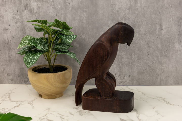 Jungle Parrot Figurine, Wood Carving