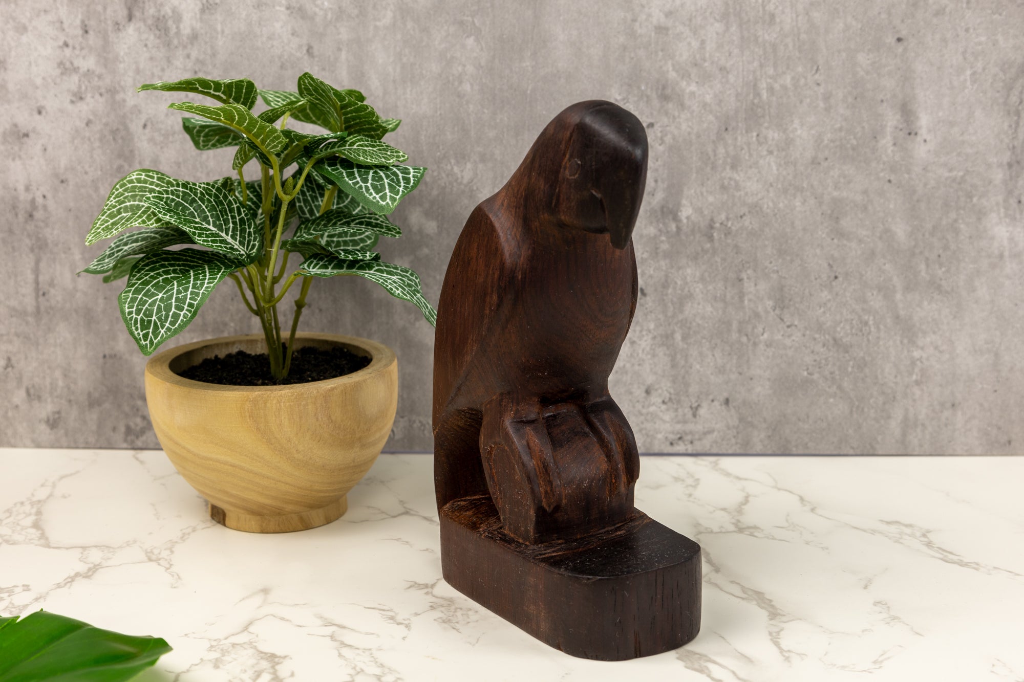 Jungle Parrot Figurine, Wood Carving