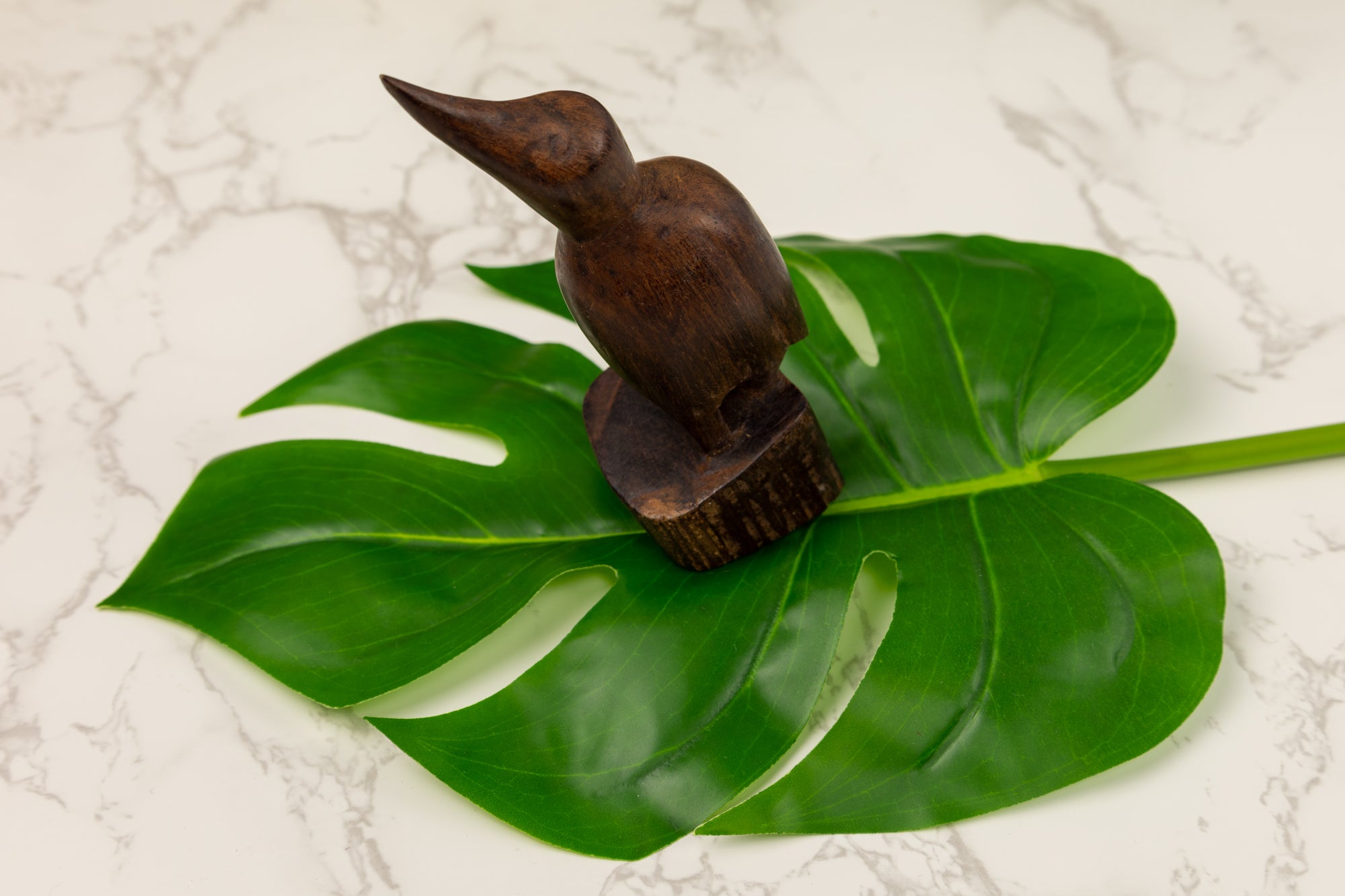 Jungle Fly Catcher Figurine, Wood Carving