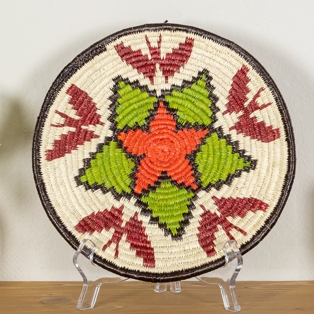 Green And Red Flower with Butterflies Basket Plate