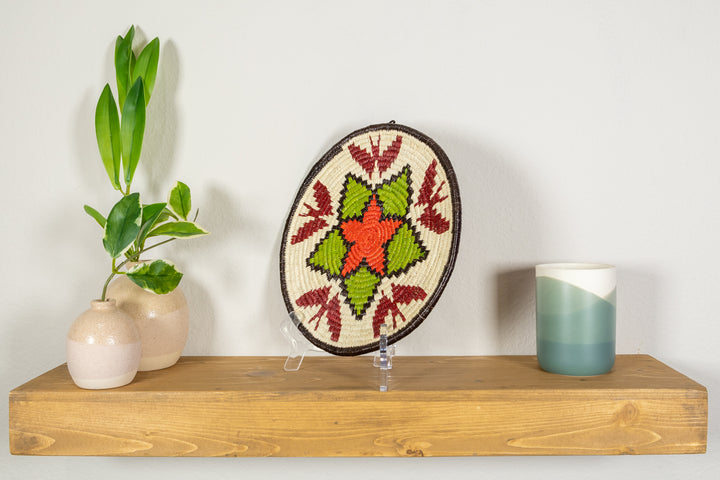 Green And Red Flower with Butterflies Basket Plate