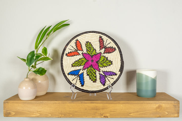Rainbow of Colors Butterfly Flower Basket Plate