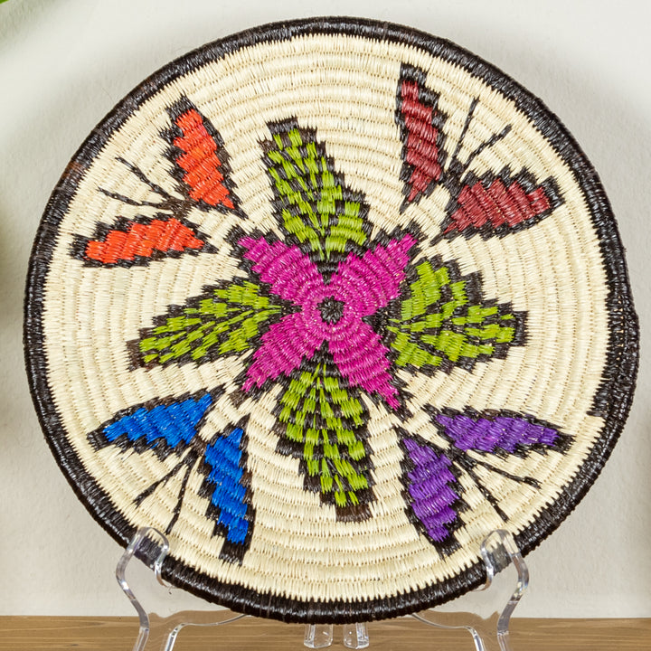 Rainbow of Colors Butterfly Flower Basket Plate
