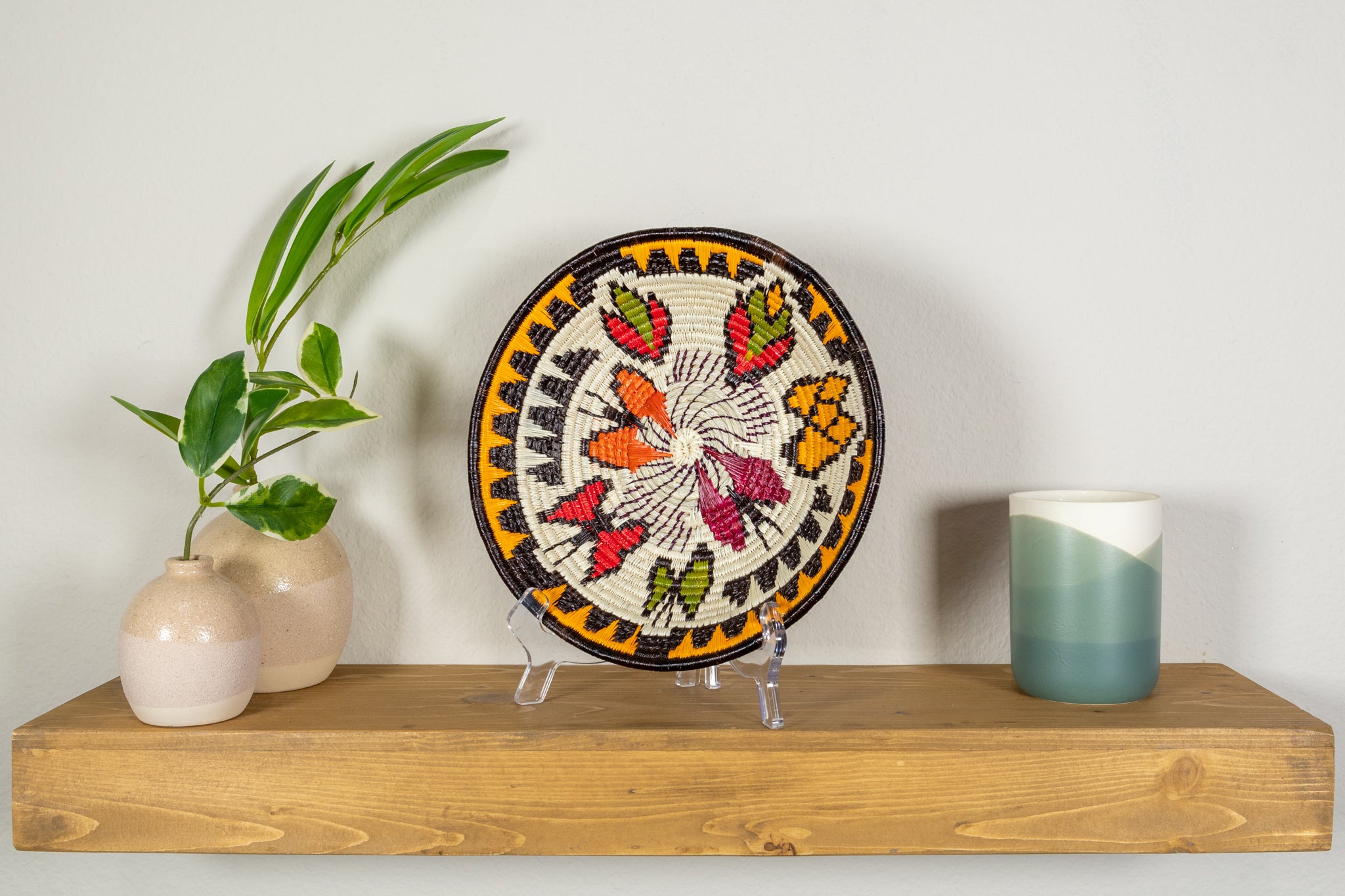 Orange Black And Red Butterfly Basket Plate