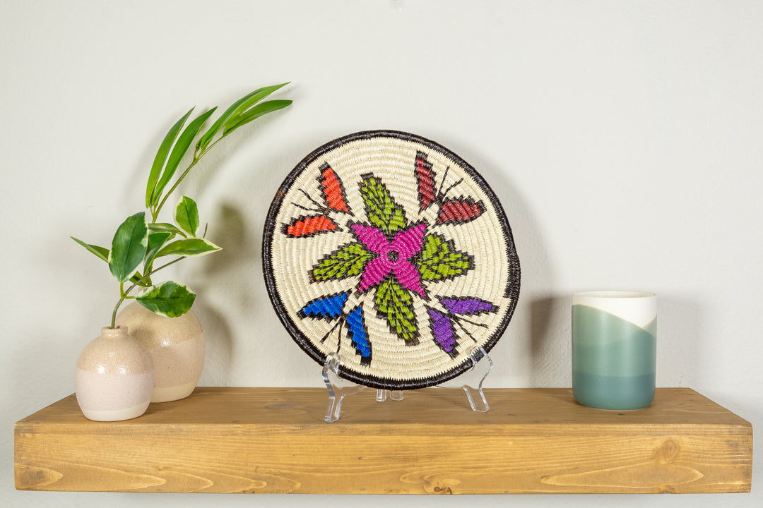 Rainbow of Colors Butterfly Flower Basket Plate