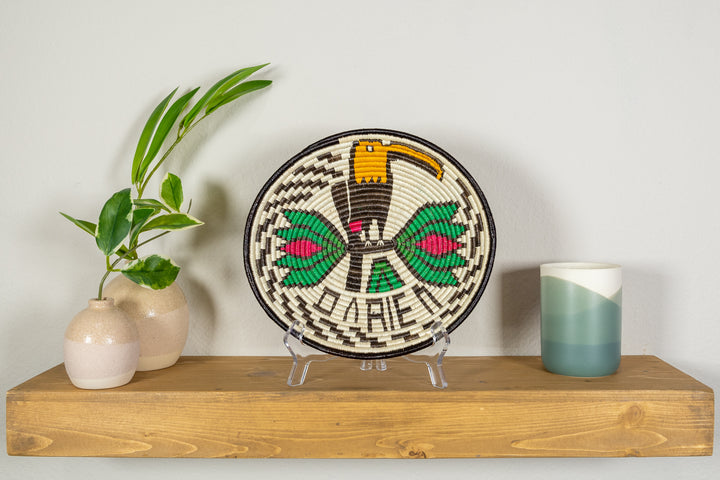Black Gold And Green Toucan Basket Plate