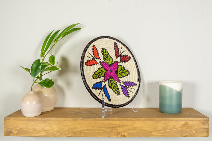 Rainbow of Colors Butterfly Flower Basket Plate