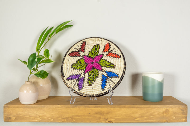 Rainbow of Colors Butterfly Flower Basket Plate