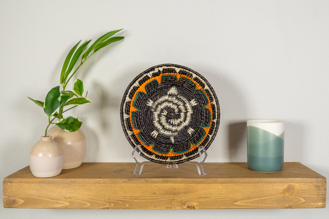 Black Orange And White Turtle Basket Plate
