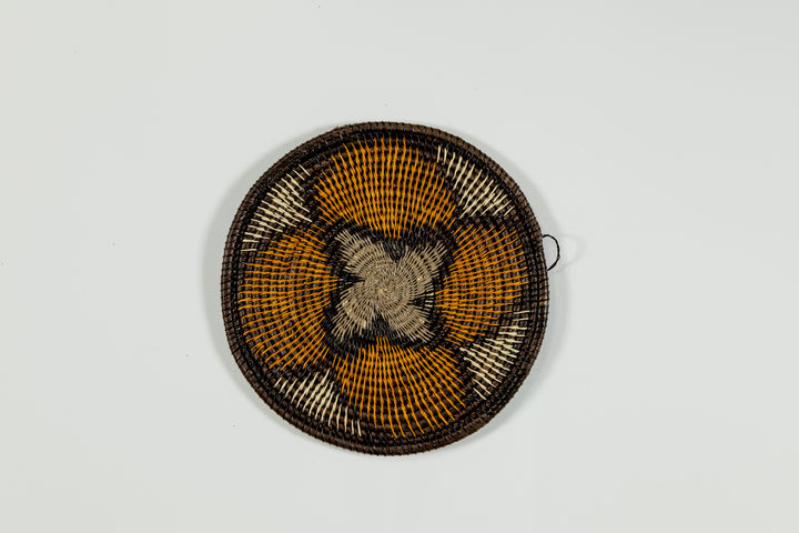 Gold Hibiscus Flower Basket Plate