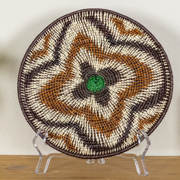 Galaxy Green Center Flower Basket Plate