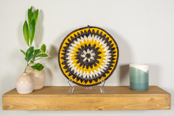 Black Yellow And White Squash Blossom Basket Plate
