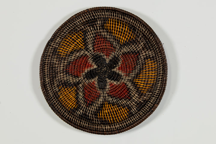 Red Black and Gold Flower Blossom Basket Plate
