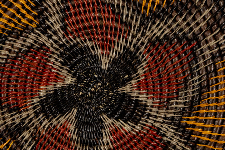 Red Black and Gold Flower Blossom Basket Plate