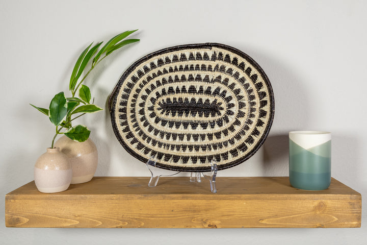 Black and White Oval-Shaped Basket Plate