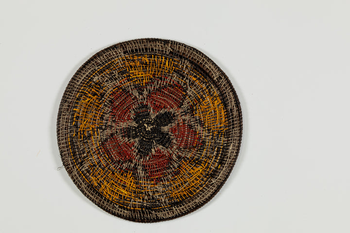 Red Black and Gold Flower Blossom Basket Plate