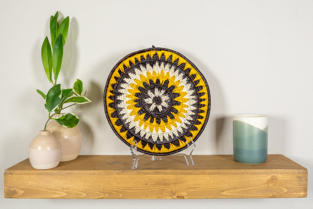 Black Yellow And White Squash Blossom Basket Plate