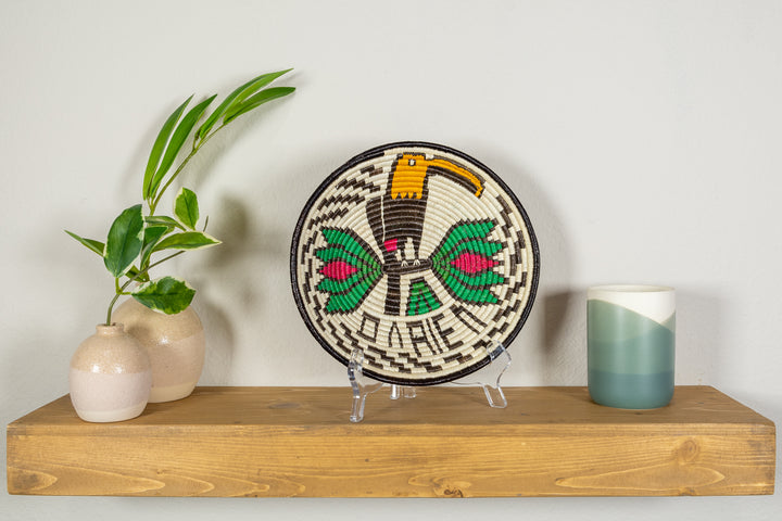Black Gold And Green Toucan Basket Plate