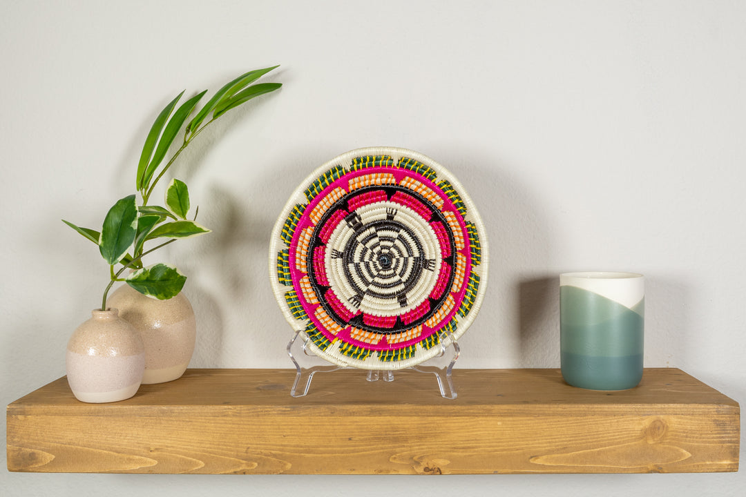 Pink Black And Yellow Turtle Basket Plate