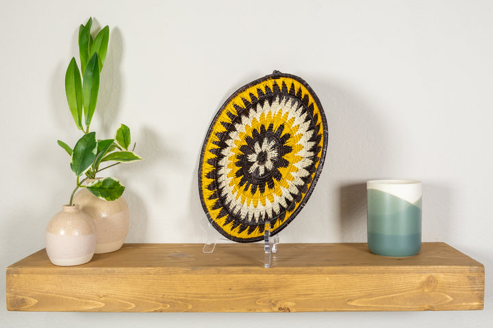 Black Yellow And White Squash Blossom Basket Plate