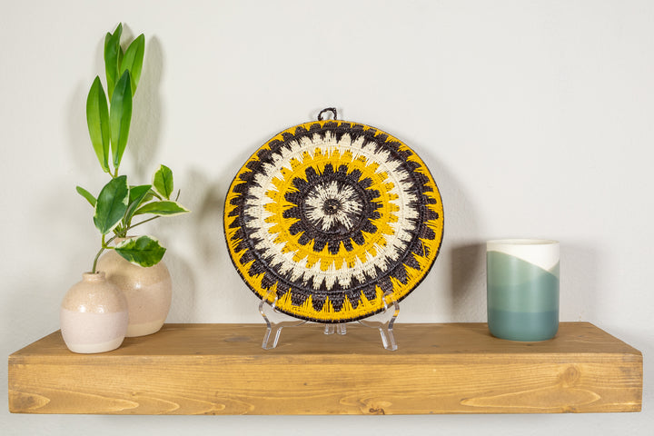 Black Yellow And White Squash Blossom Basket Plate