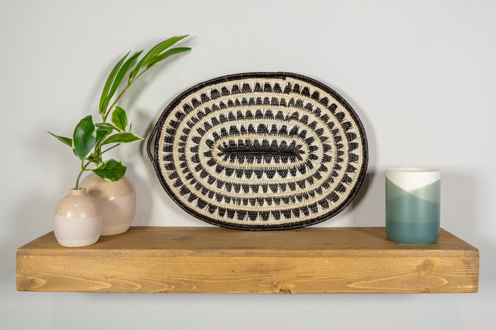 Black and White Oval-Shaped Basket Plate