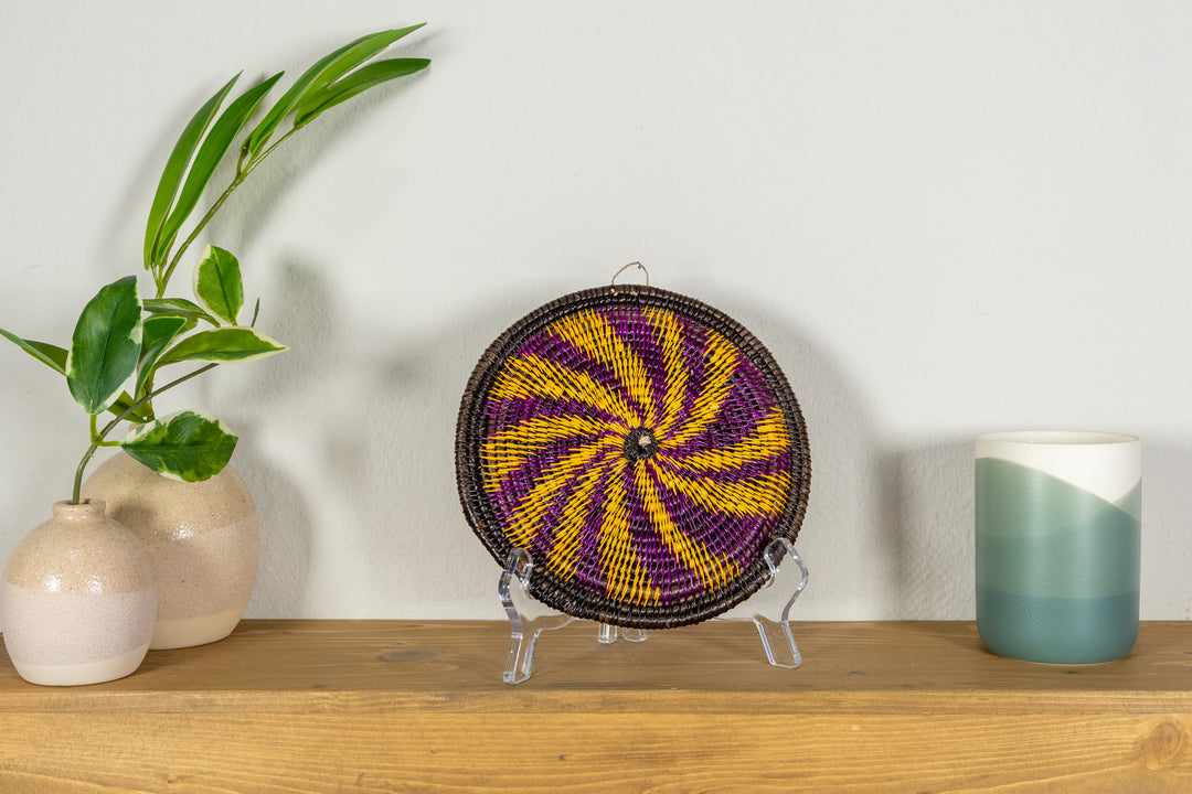 Purple And Gold Spiral Small Basket Plate