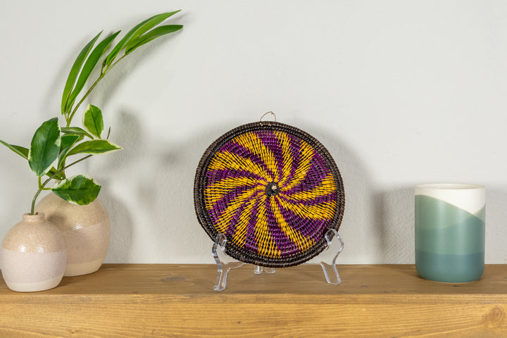 Purple And Gold Spiral Small Basket Plate