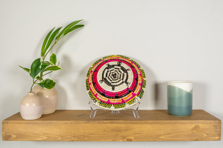 Pink Black And Yellow Turtle Basket Plate