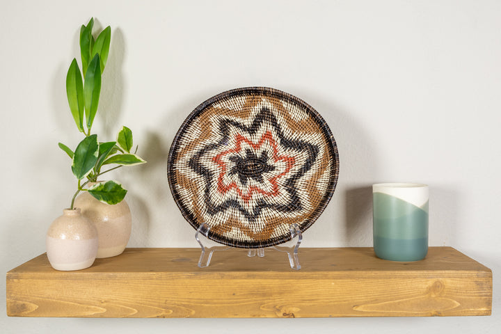 Black Red And Brown Star Burst Basket Plate