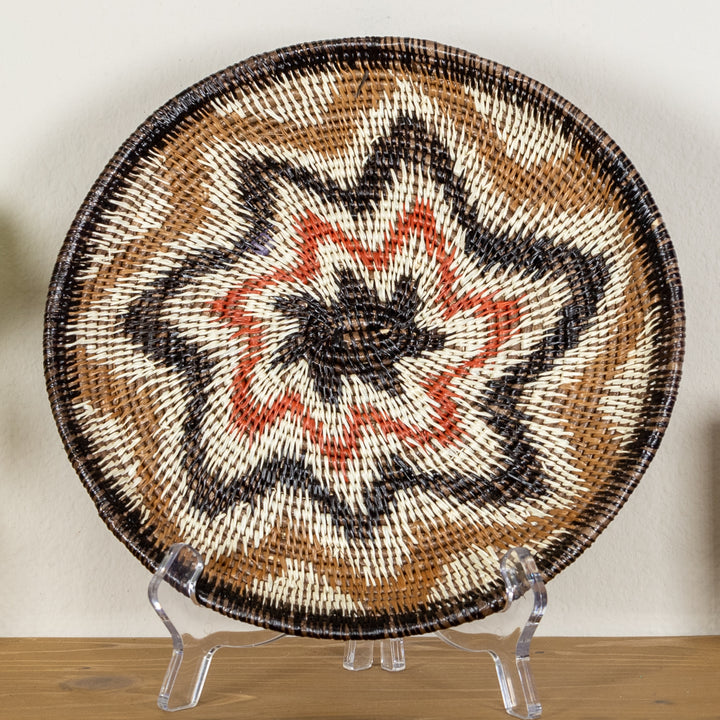 Black Red And Brown Star Burst Basket Plate