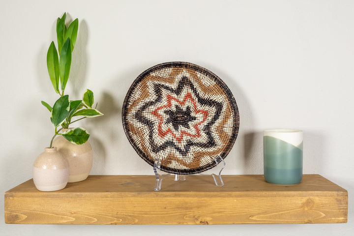 Black Red And Brown Star Burst Basket Plate