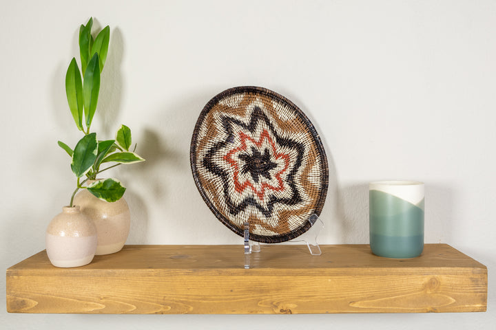 Black Red And Brown Star Burst Basket Plate