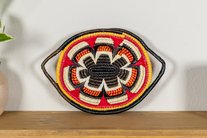 Multi-Color Oval-Shaped Basket Plate with Handles