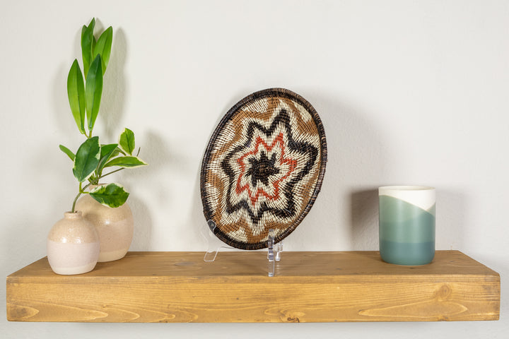Black Red And Brown Star Burst Basket Plate