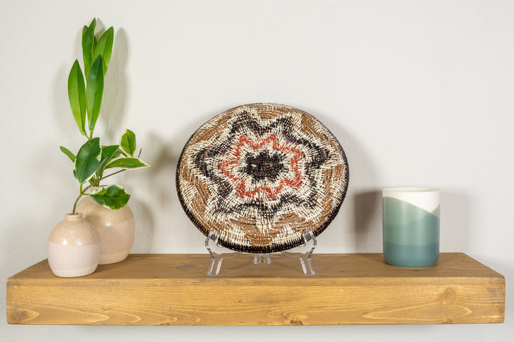 Black Red And Brown Star Burst Basket Plate