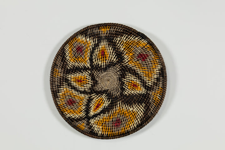 Stunning Yellow and Red Floral Flower Basket Plate