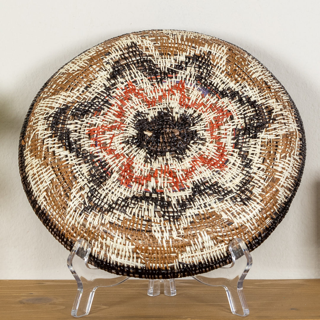 Black Red And Brown Star Burst Basket Plate