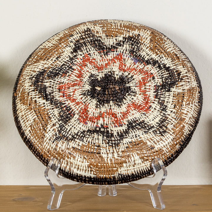 Black Red And Brown Star Burst Basket Plate