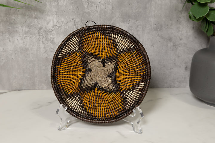Gold Hibiscus Flower Basket Plate