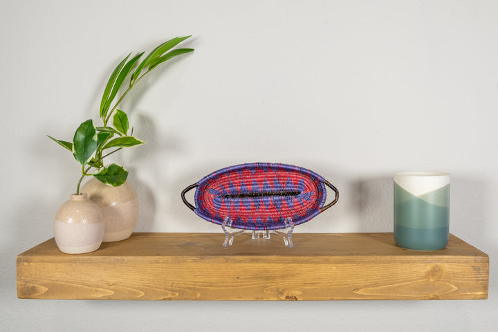 Red and Purple Basket Plate with Handles