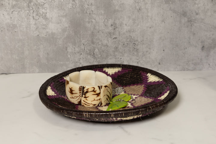 Striking Purple and White Bowl Basket Plate